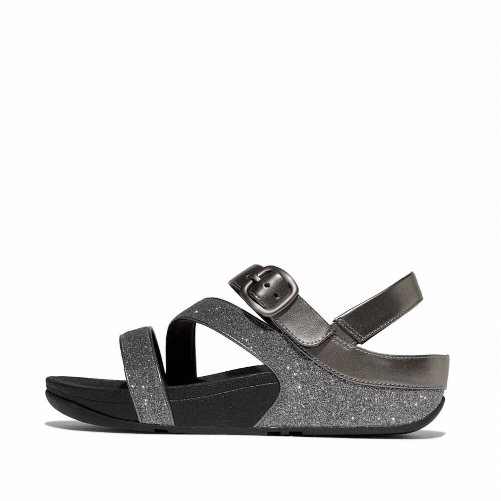 NEW FITFLOP women's skinny ii glitterdust z-strap sandals in pewter